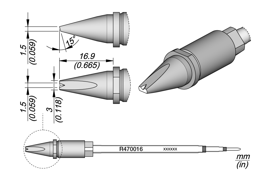 R470016 - Grooved Chisel Cartridge 3 x 1.5